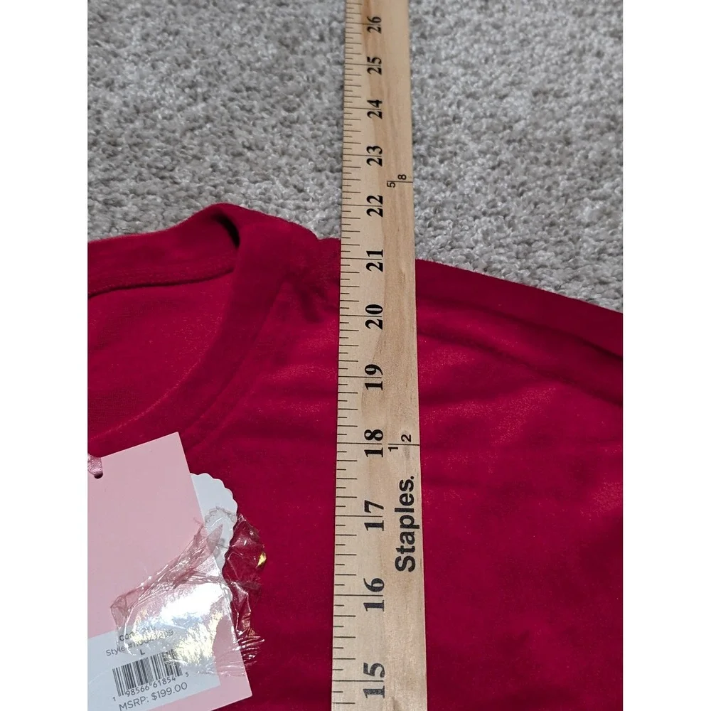 Juicy Couture Velour Tracksuit Set Red Rhinestone Crewneck Sweatshirt Pants‎ L - Picture 5 of 14